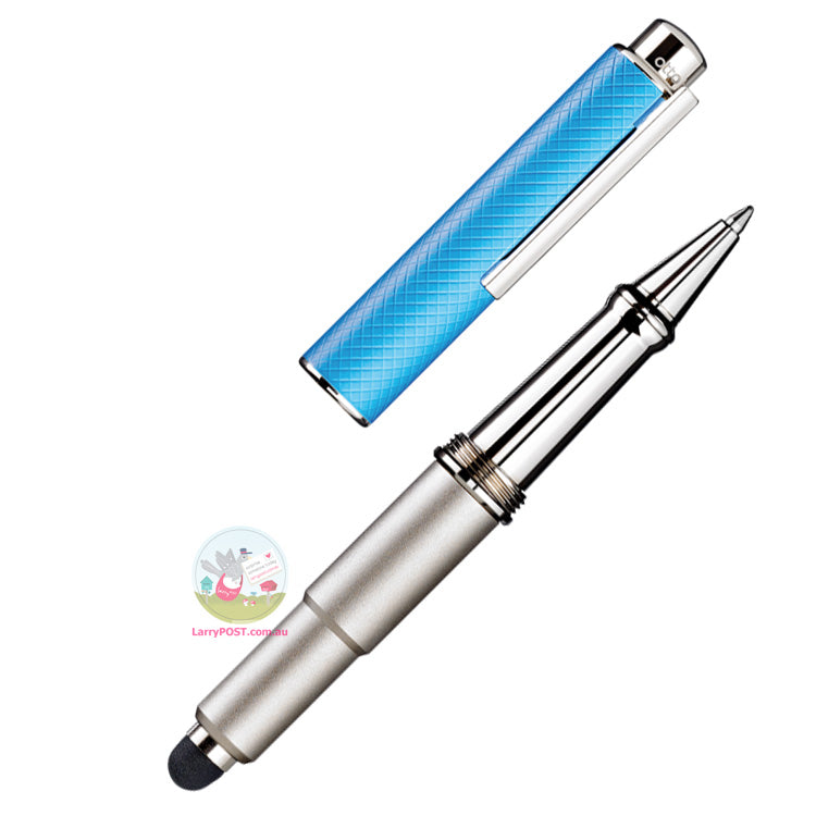 OTTO HUTT Design 05 - Ballpoint / Stylus Pen - Squared Guilloche - Blue