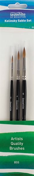 SEAWHITE OF BRIGHTON Watercolour Brushes - Kolinsky Sable - Set (Size 2, 4, 6)