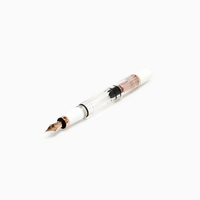 TWSBI Diamond 580 Rose Gold II Fountain Pen - Clear / White with rose gold trim - Medium Nib