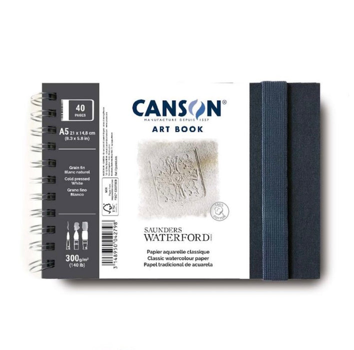 CANSON Spiral Art Book - Cold Press - 300gsm - 100% Cotton - A5 Landscape - 40 Pages