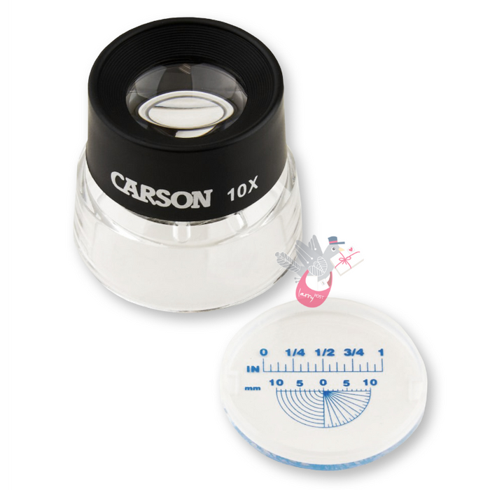 CARSON LumiLoupe 10x Stand Magnifier with Snap-On Reticule - Plastic Lenses