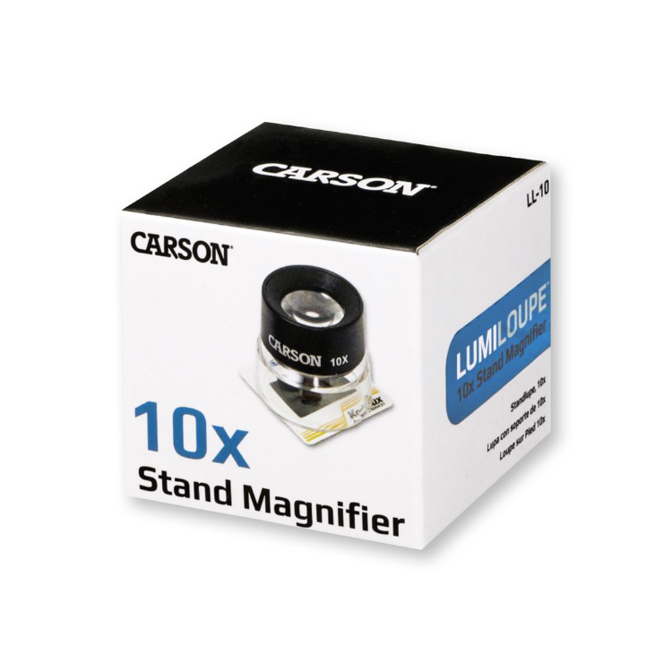 CARSON LumiLoupe 10x Stand Magnifier - Plastic Lenses (includes Tuning tips sheet)