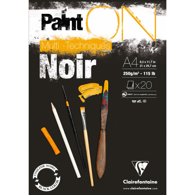 CLAIREFONTAINE Paint'On Mixed Media Pad (250gsm) - A4 - 30 Sheets - Grey