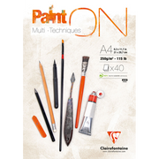 CLAIREFONTAINE Paint'On Mixed Media Pad (250gsm) - A4 - 40 Sheets - White