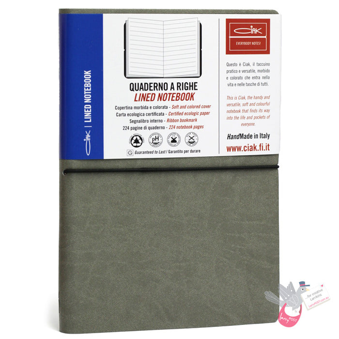 CIAK Bonded Leather Cover Notebook (A5) - Ruled - Grey