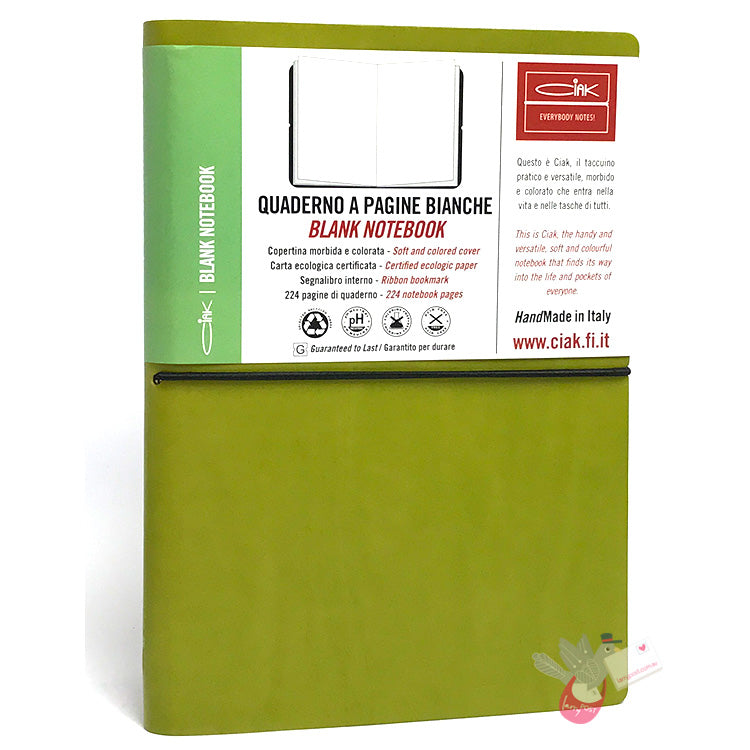 CIAK Soft Cover Leather Notebook - Large (A5) - Plain Page - Green