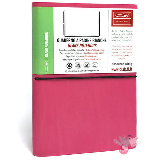 CIAK Soft Cover Leather Notebook - Large (A5) - Plain Page - Pink