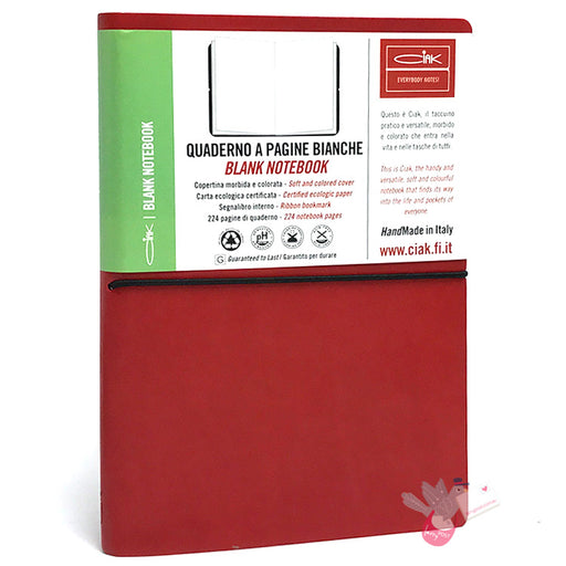CIAK Soft Cover Leather Notebook - Large (A5) - Plain Page - Red 