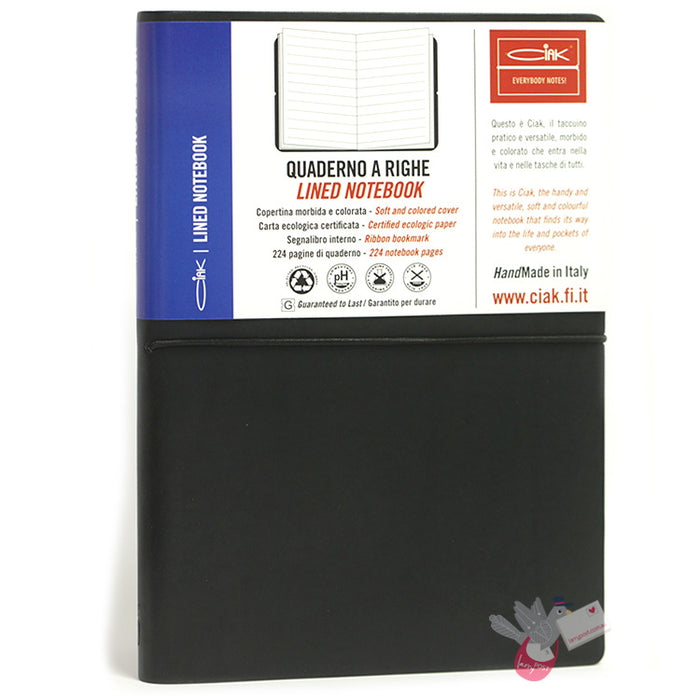 CIAK Soft Cover Leather Notebook - Large (A5) - Ruled - Black