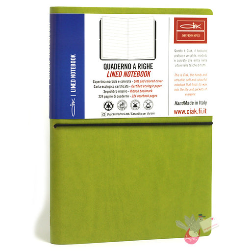 CIAK Soft Cover Leather Notebook (A5) - Ruled - Lime Green