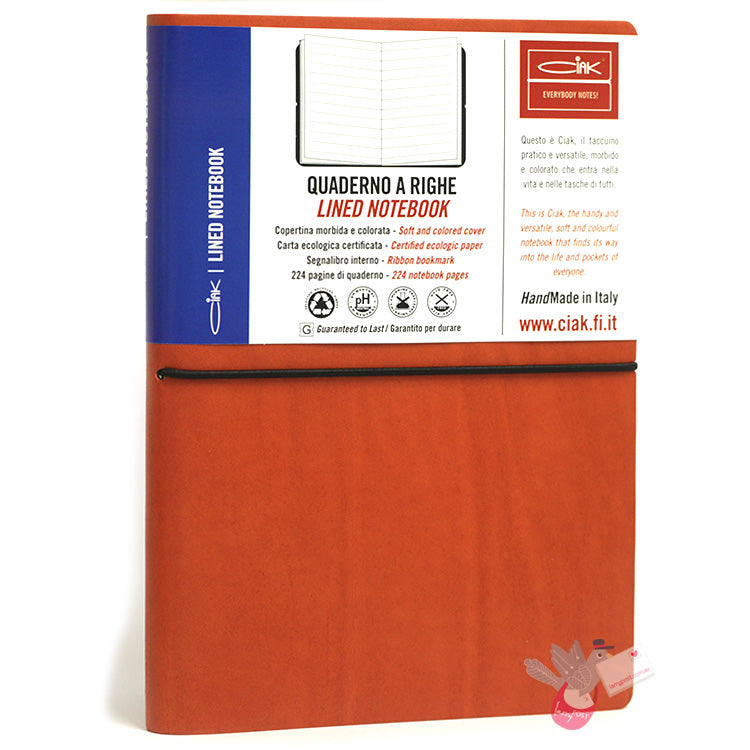 CIAK Soft Cover Leather Notebook - Large (A5) - Ruled - Orange