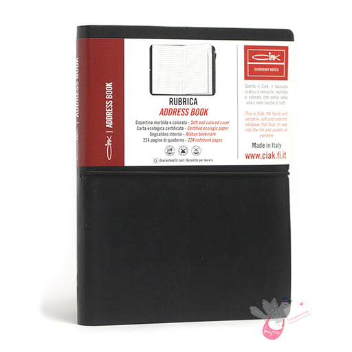 CIAK Bonded Leather Cover Address Book - Medium (B6) - Black