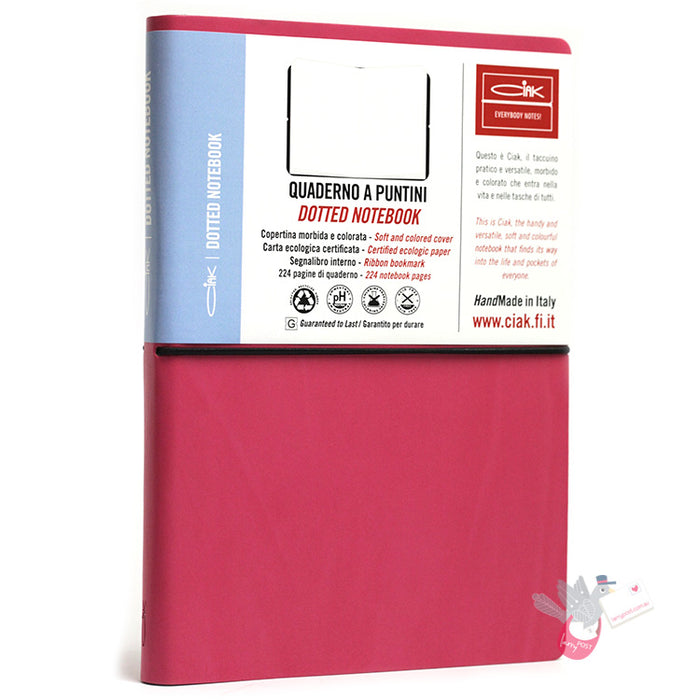 CIAK Bonded Leather Cover Notebook - Large (A5) - Dotted - Pink