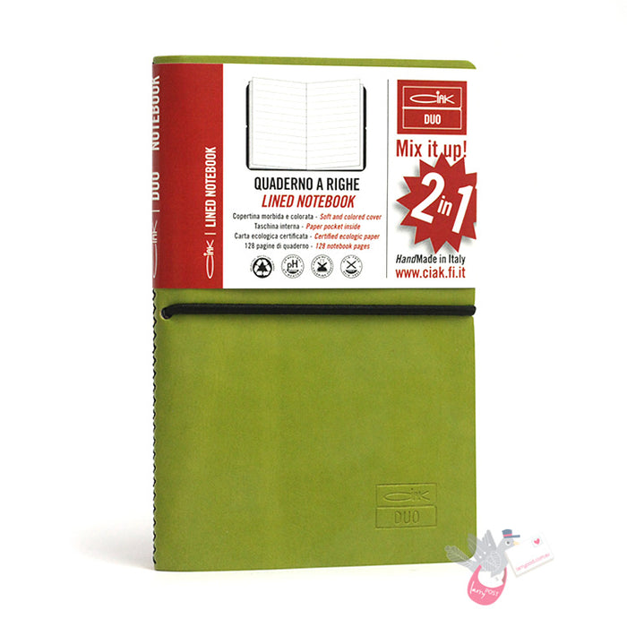 CIAK Duo Notebook - Pocket (A6) - Plain and Ruled Pages - Jamaica Edition - Green / Yellow