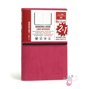 CIAK Duo Bonded Leather Cover Notebook (A6) - Plain and Ruled Pages - 70's Edition - Green / Pink