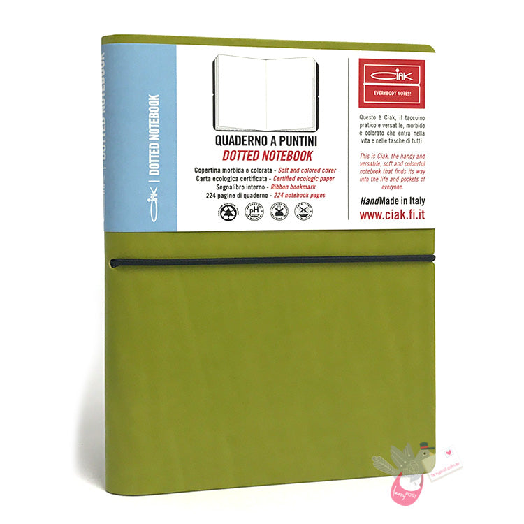 CIAK Soft Cover Leather Notebook - Medium (B6) - Dotted - Green