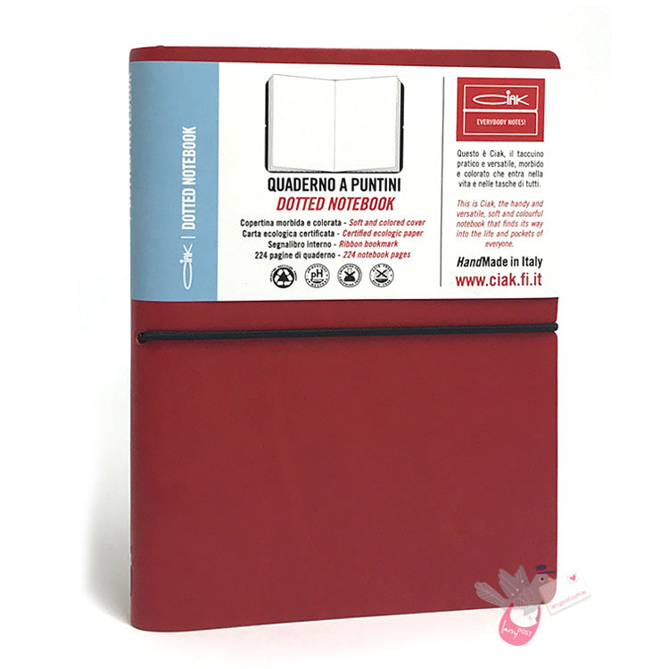 CIAK Soft Cover Leather Notebook - Medium (B6) - Dotted - Red