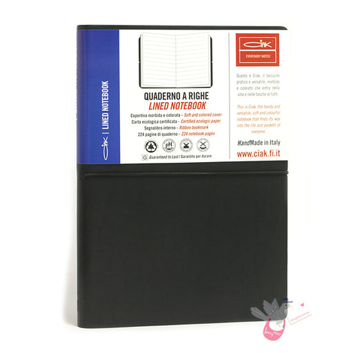 CIAK Bonded Leather Cover Notebook - Medium (B6) - Ruled Pages - Black