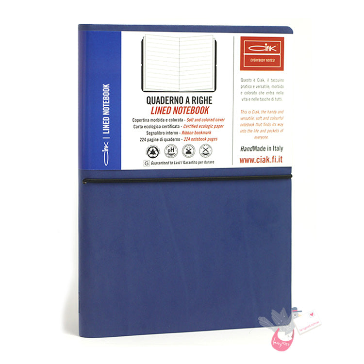 CIAK Bonded Leather Cover Notebook - Medium (B6) - Ruled Pages - Blue