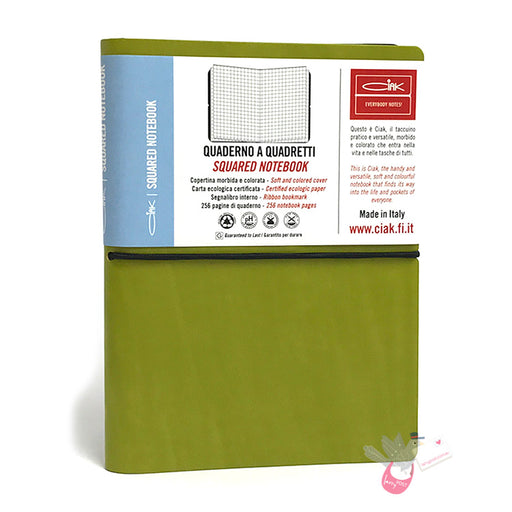 CIAK Soft Cover Leather Notebook - Medium (B6) - Squared / Grid - Green