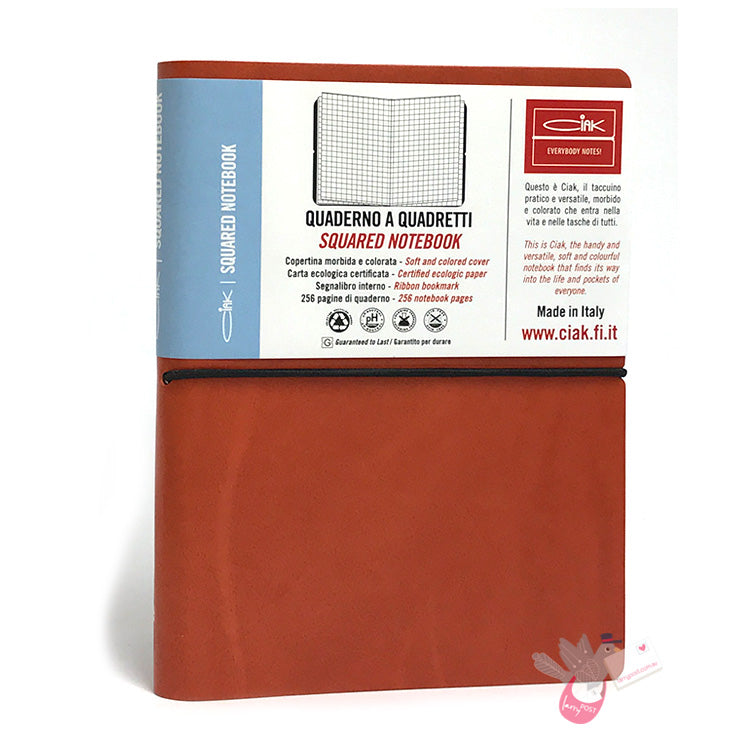 CIAK Soft Cover Leather Notebook - Medium (B6) - Squared / Grid - Orange