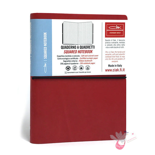CIAK Soft Cover Leather Notebook - Medium (B6) - Squared / Grid - Red