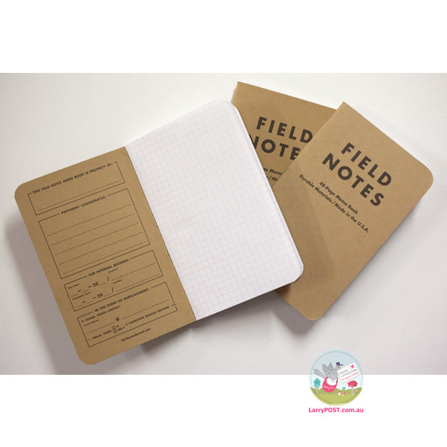 FIELD NOTES Original -  Set of 3 - Pocket (A6 9x13cm) - Natural Kraft Colour - Graph/Squared