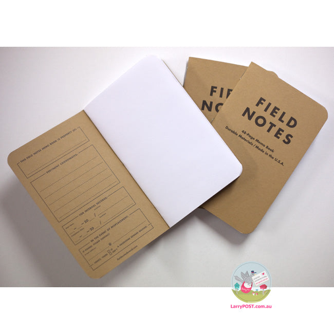 FIELD NOTES Original -  Set of 3 - Pocket (A6 9x13cm) - Natural Kraft Colour - Plain