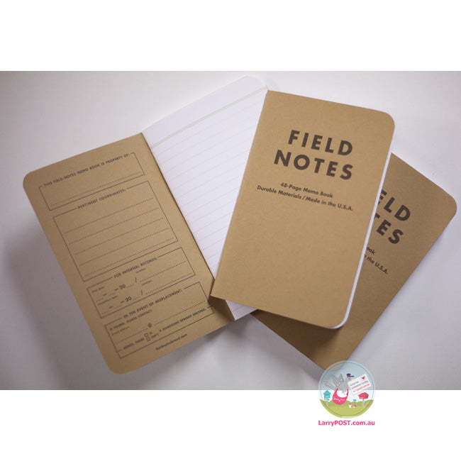 FIELD NOTES Original - Set of 3 - Pocket (A6 9 x 14cm) - Natural Kraft Colour - Ruled