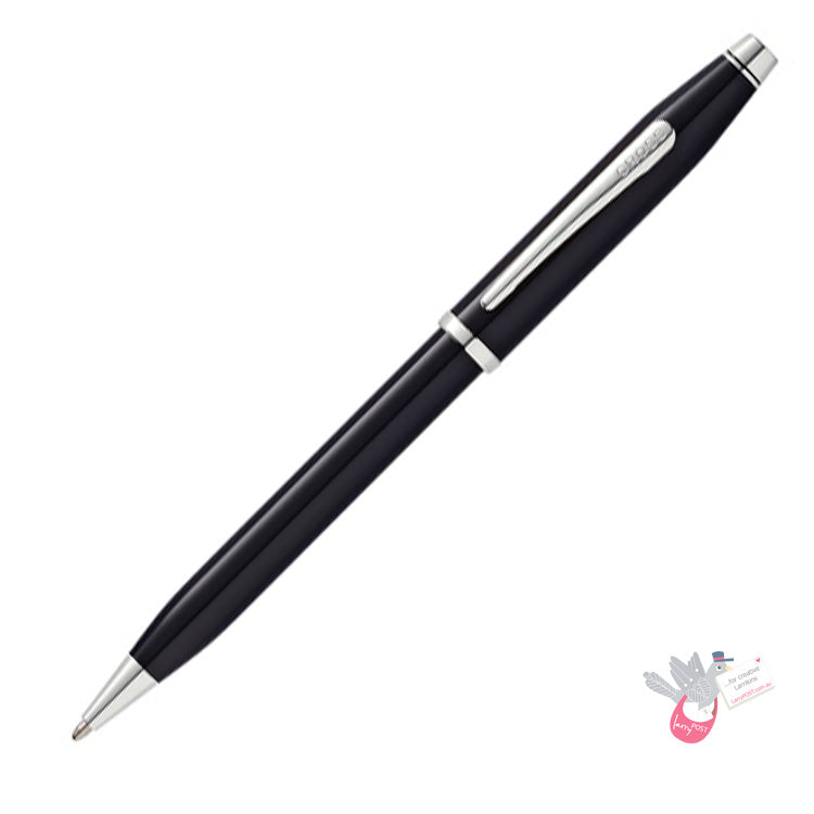 CROSS Century II Ballpoint and Fountain Pen (M) Set - Black Lacquer/Chrome Duo