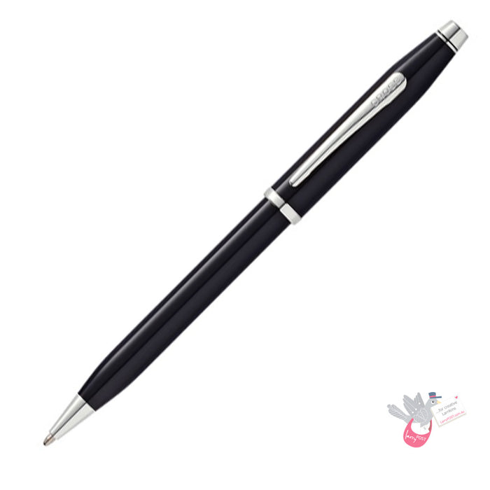 CROSS Century II Ballpoint and Fountain Pen (M) Set - Black Lacquer/Chrome Duo