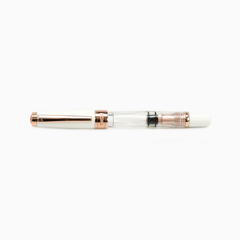 TWSBI Diamond 580 Rose Gold II Fountain Pen - Clear / White with rose gold trim - Broad Nib
