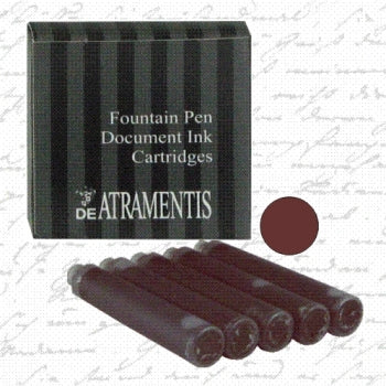 DE ATRAMENTIS Permanent Document Ink - Cartridges (5 Pack) - Brown