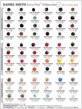 DANIEL SMITH Extra Fine Watercolour - 66 Dot Try It Card (includes Colour Chart)
