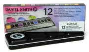 DANIEL SMITH Hand Poured Watercolour Half Pans Metal Box - 12 Colours of Inspiration