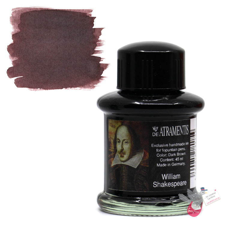 DE ATRAMENTIS Fountain Pen Ink 45mL - William Shakespeare - Dark Brown