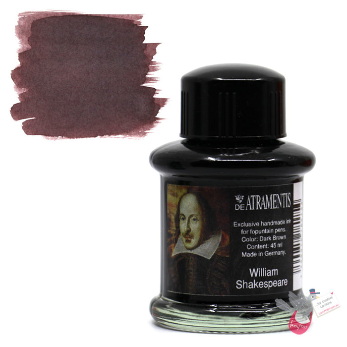 DE ATRAMENTIS Fountain Pen Ink 45mL - William Shakespeare - Dark Brown