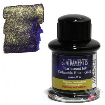DE ATRAMENTIS Fountain Pen Ink 35mL - Pearlescent Ink - Columbia Blue  Gold