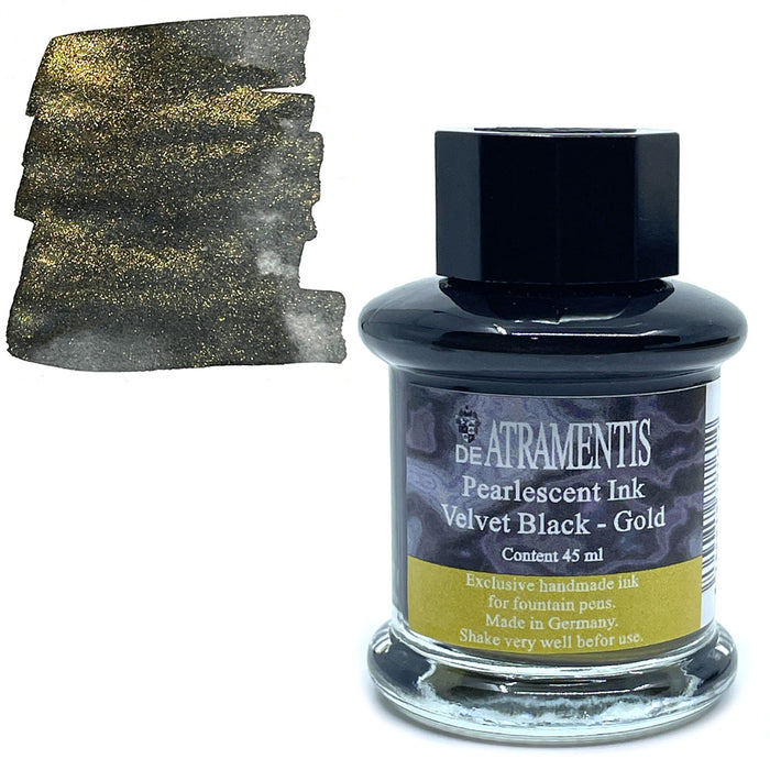 DE ATRAMENTIS Fountain Pen Ink 45mL - Pearlescent Ink - Velvet Black / Gold