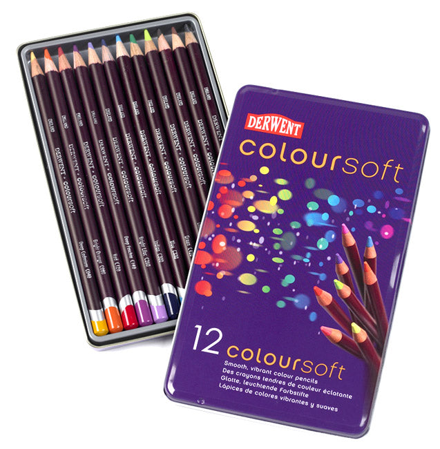 DERWENT Coloursoft Pencils Tin 12 Asst