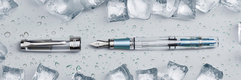 TWSBI Diamond 580AL Iceberg Fountain Pen - Clear with light blue/silver aluminium trim - Medium Nib