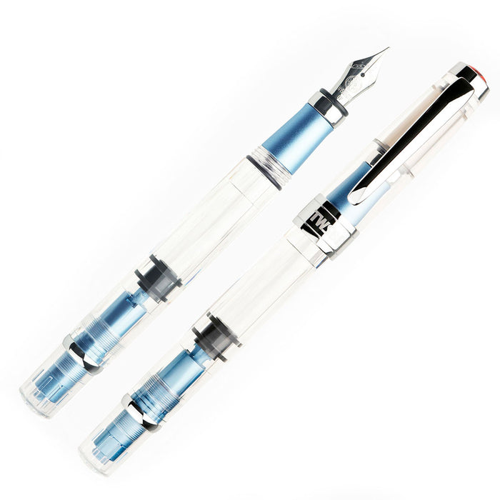 TWSBI Diamond 580AL Iceberg Fountain Pen - Clear with light blue/silver aluminium trim - Broad Nib