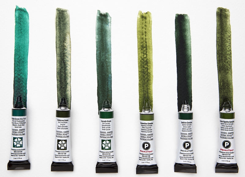 DANIEL SMITH Jean Haines' Green With Envy Watercolour Set - 5mL x 6 Colours - Swatches