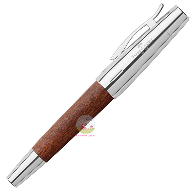 FABER-CASTELL e-motion - Chrome and Pear Wood - Fountain Pen (includes converter) - Medium Nib