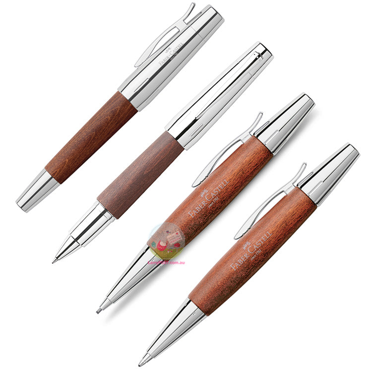 FABER-CASTELL e-motion - Chrome and Pear Wood - Twist Ball Pen