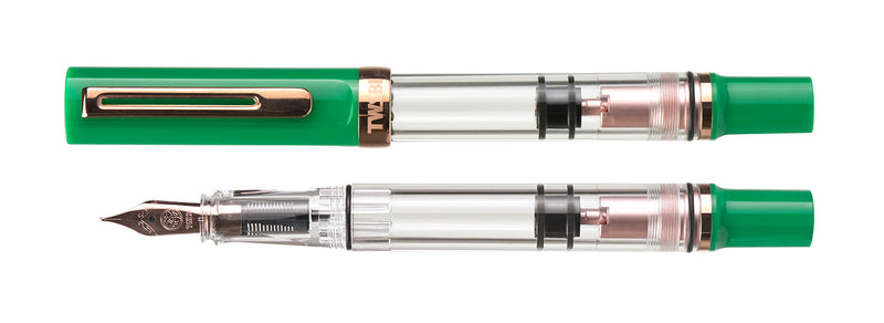 TWSBI Eco-T Fountain Pen - Royal Jade/Rose Gold Gift Set with Midnight Blue Ink - 1.1mm Italic (Stub) Nib