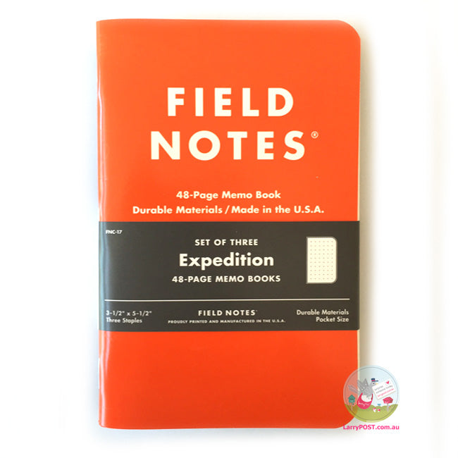FIELD NOTES Expedition - Set of 3 - Pocket (A6 9 x 14cm) - Orange/Black - Dot Grid