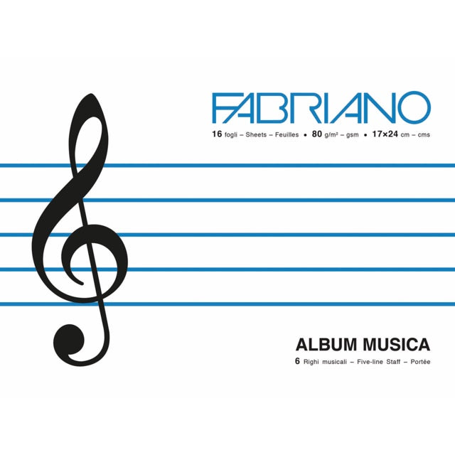 FABRIANO Music Book - 6 Staves Per Page - 80gsm - A5 (17 x 24cm) - 32 Pages