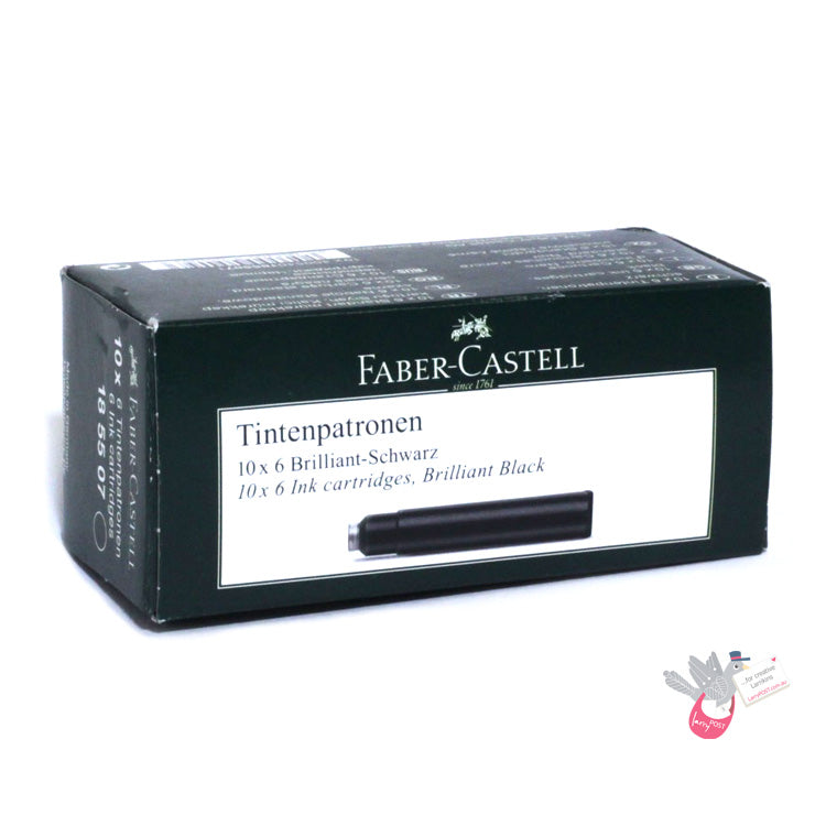 FABER-CASTELL Fountain Pen Ink Cartridge (38mm universal) - Pack 6 - Black