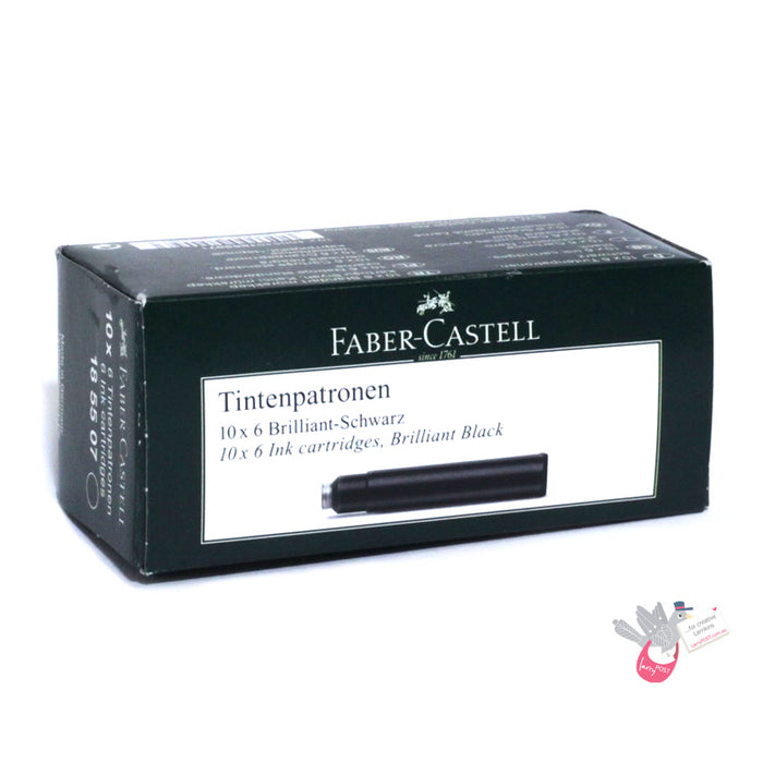 FABER-CASTELL Fountain Pen Ink Cartridge (38mm universal) - Pack 6 - Black
